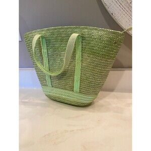 Lime Green Woven Purse Boho Beach Casual Bag Zipper Top Summer Vacation Travel
